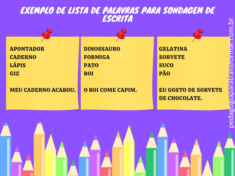 Lista de palavras para sondagem de escrita