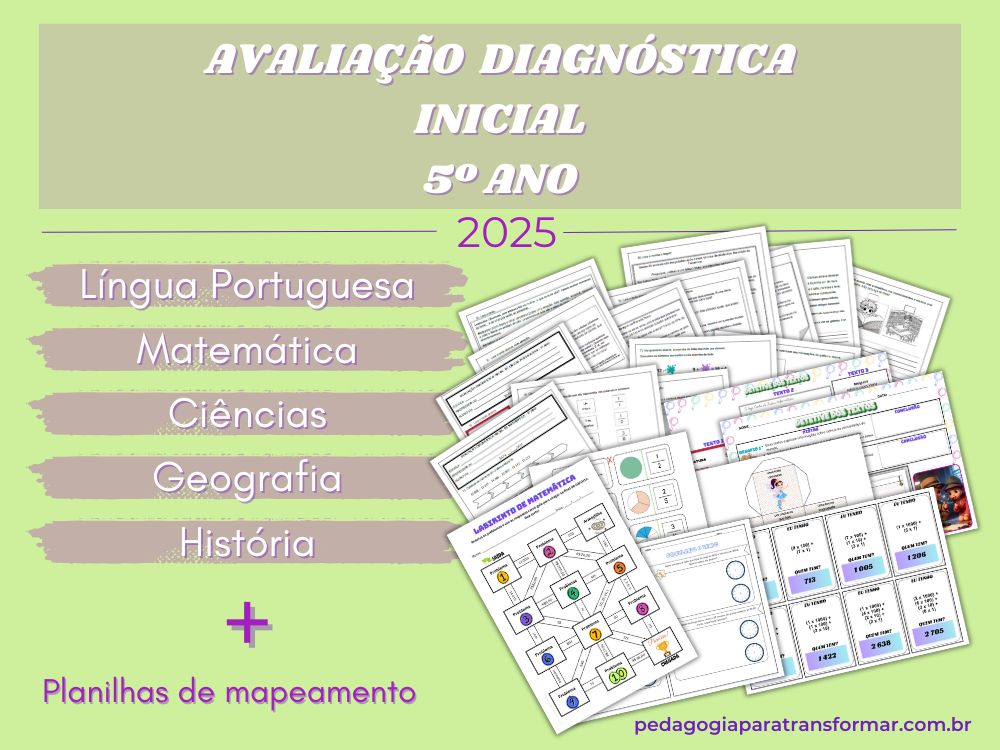 Capa do post Avaliações Diagnósticas Iniciais para 5º Ano - 2025
