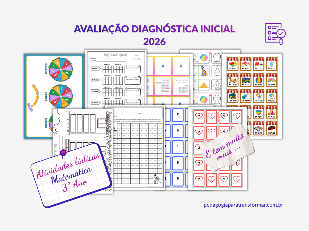 Algumas das atividades l&uacute;dicas para avalia&ccedil;&atilde;o diagn&oacute;stica inicial de Matem&aacute;tica para 3&ordm; Ano.
