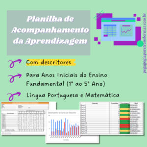 Capa do produto Planilha de mapeamento e acompanhamento da aprendizagem com descritores de Língua Portuguesa e Matemática para os Anos Iniciais.