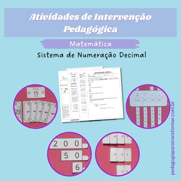 Capa do produto digital: Atividades de intervenção Pedagógica sobre sistema de numeração decimal.