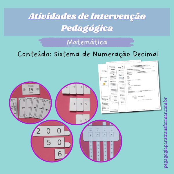 Capa do produto digital: Atividades de intervenção Pedagógica sobre sistema de numeração decimal.