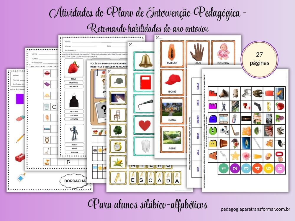 Demonstração das atividades de intervenção para alunos silábico-alfabéticos do 5º Ano