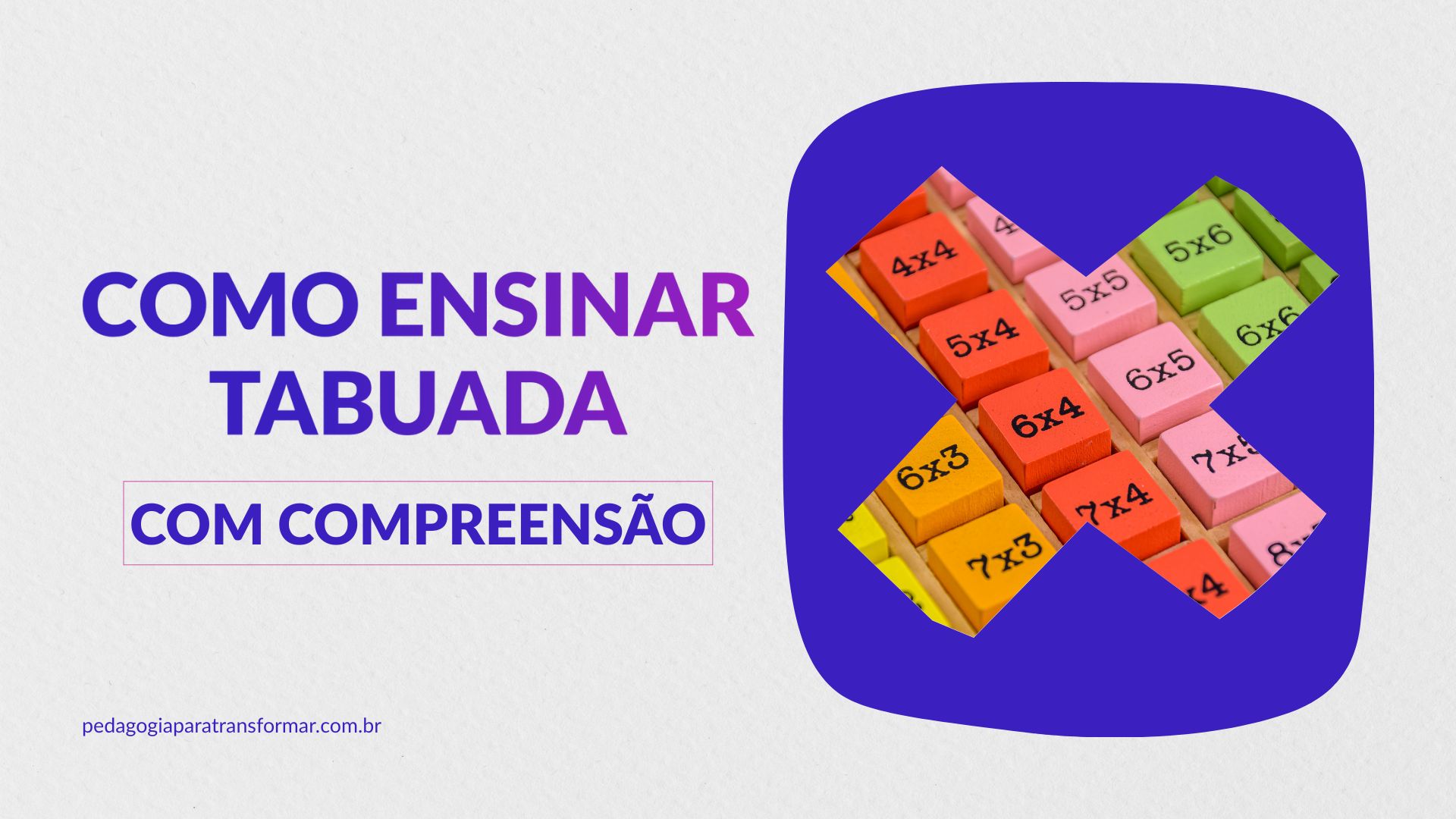 Imagem de uma tabuada dentro de uma moldura do símbolo da multiplicação. Para ilustrar como ensinar tabuada para crianças de forma simples e com compreensão.