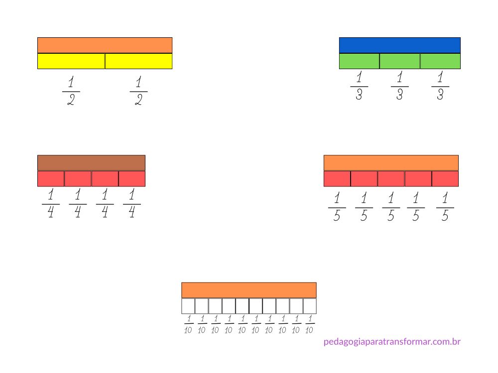 Ilustração mostrando como usar a Escala Cuisenaire para trabalhar frações mais usuais.